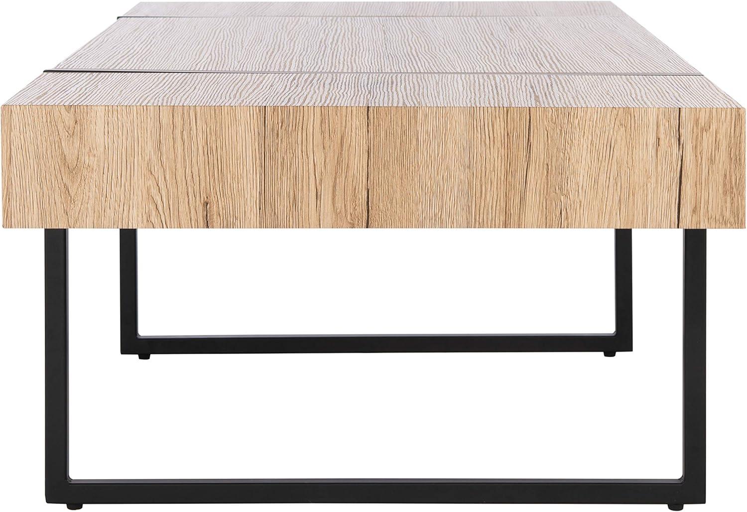 image:imageSAFAVIEH Home Collection Tristan Rectangular Modern Coffee Table with Natural Wood Top amp Black Metal Base Industrial Minimalist Living Room Table COF7000BNatural