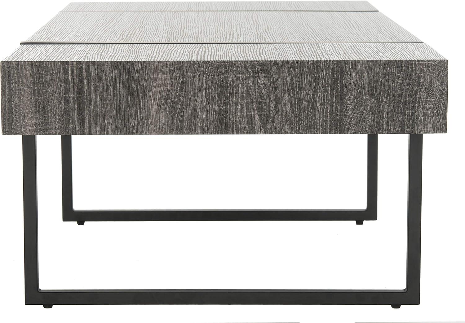 image:imageSAFAVIEH Home Collection Tristan Rectangular Modern Coffee Table with Natural Wood Top amp Black Metal Base Industrial Minimalist Living Room Table COF7000BBlack
