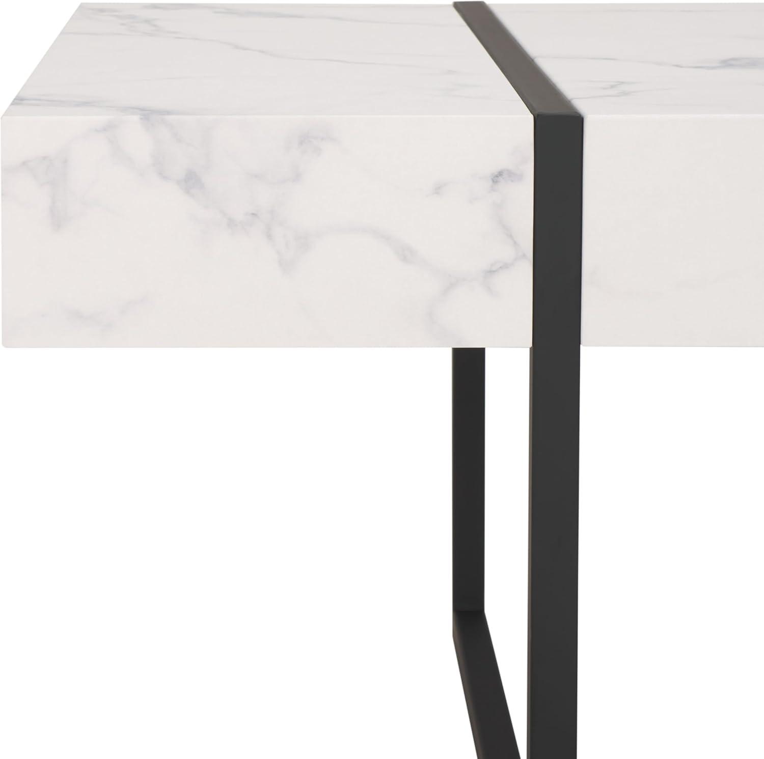 image:imageSAFAVIEH Home Collection Tristan Rectangular Modern Coffee Table with Natural Wood Top amp Black Metal Base Industrial Minimalist Living Room Table COF7000BWhiteBlack