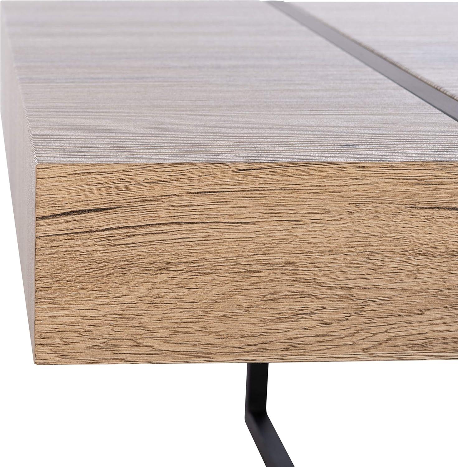 image:imageSAFAVIEH Home Collection Tristan Rectangular Modern Coffee Table with Natural Wood Top amp Black Metal Base Industrial Minimalist Living Room Table COF7000BNatural