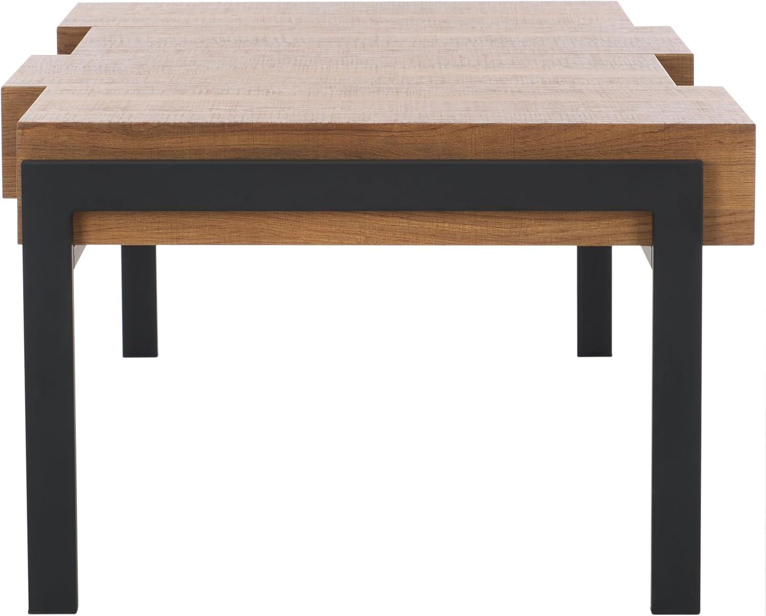image:imageSAFAVIEH Home Collection Alexander Natural BrownBlack Rectangle Coffee TableBrownBlack