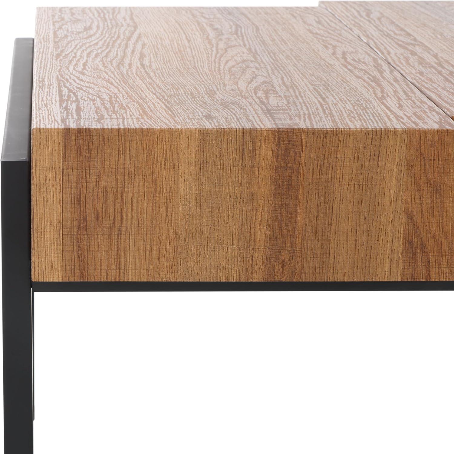 image:imageSAFAVIEH Home Collection Alexander Natural BrownBlack Rectangle Coffee TableBrownBlack
