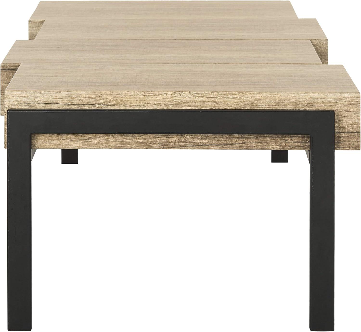 image:imageSAFAVIEH Home Collection Alexander Natural BrownBlack Rectangle Coffee TableMultiBrown