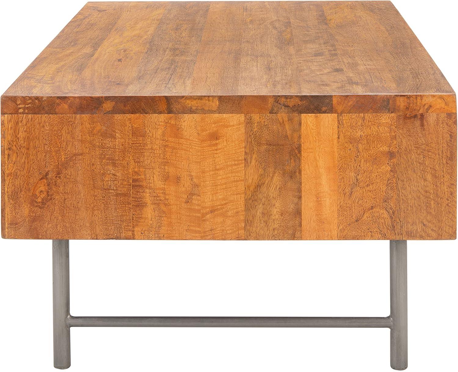 image:imageSAFAVIEH Home Collection Allester Brown RattanBlack 1Drawer Living Room Coffee Table