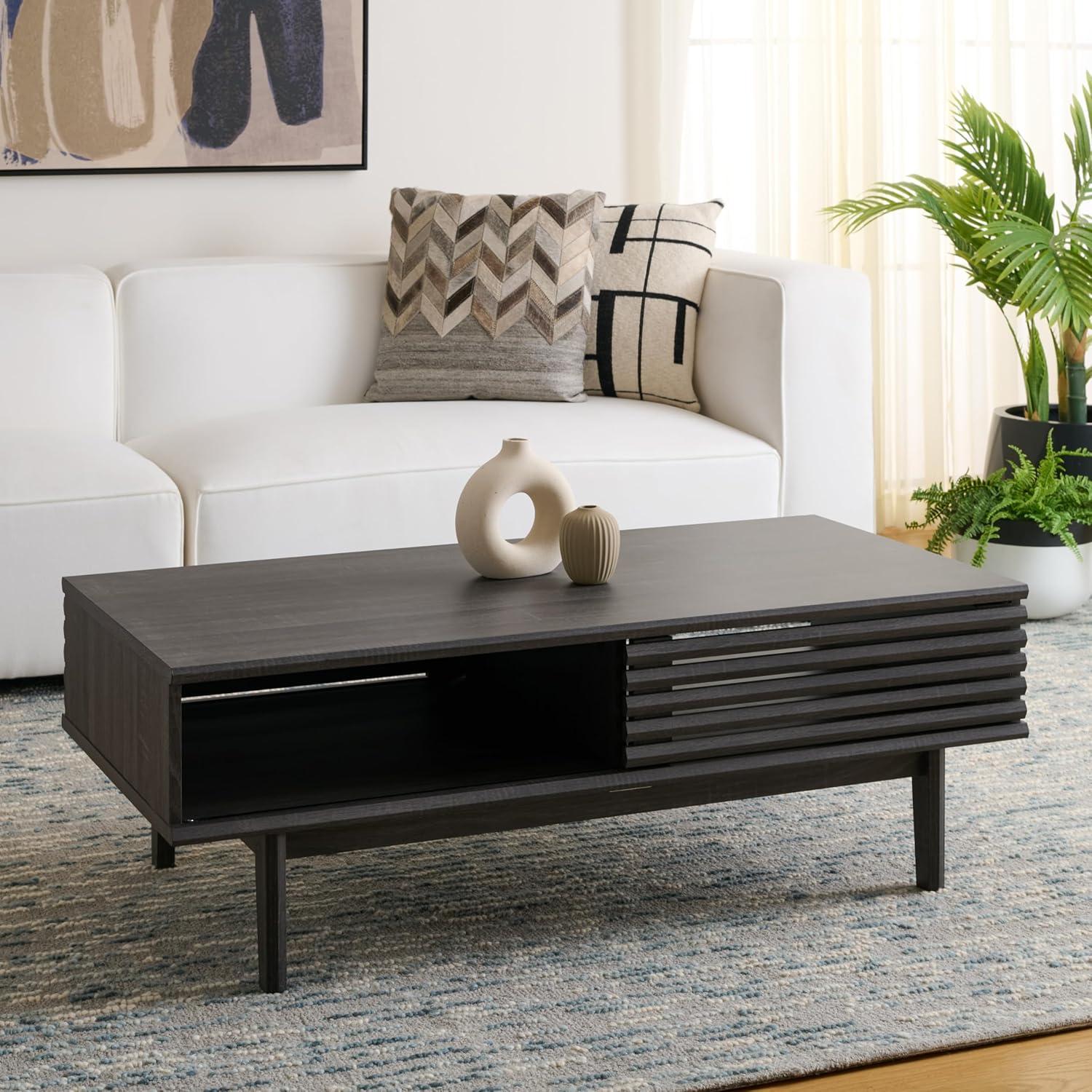 image:imageSAFAVIEH Home Collection Aricia Black 2Door Coffee TableDistressed Black