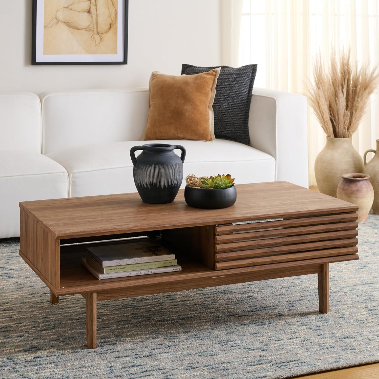 image:imageSAFAVIEH Home Collection Aricia Black 2Door Coffee TableOak