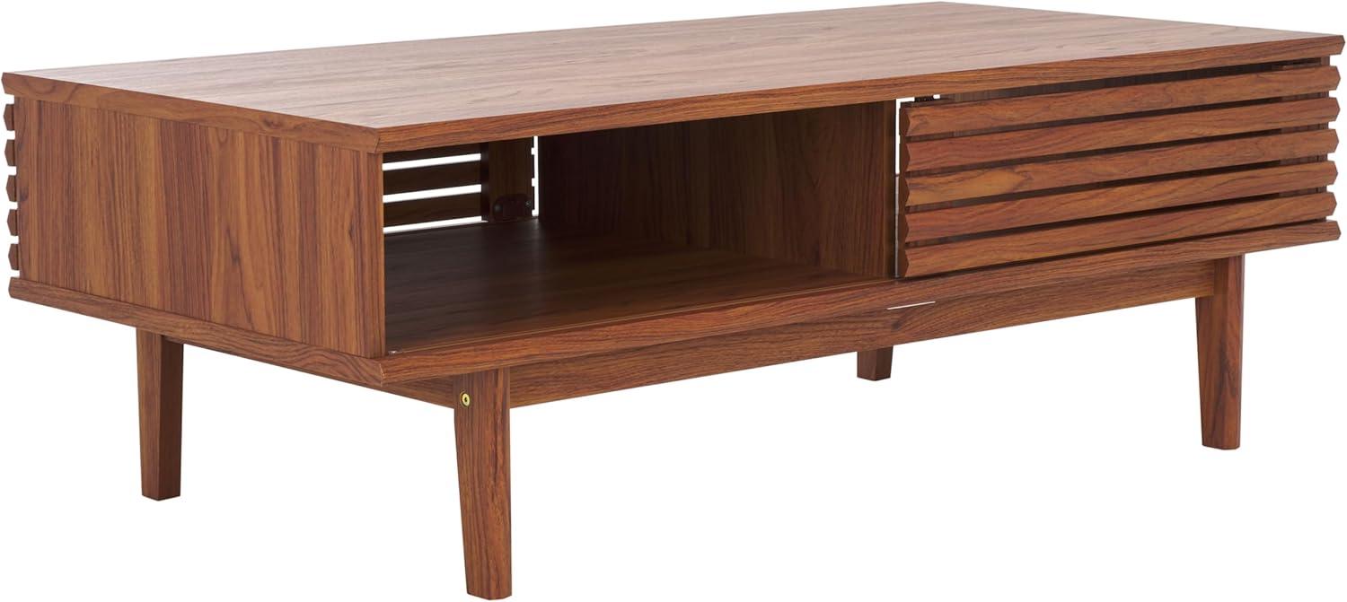 image:imageSAFAVIEH Home Collection Aricia Black 2Door Coffee TableWalnut