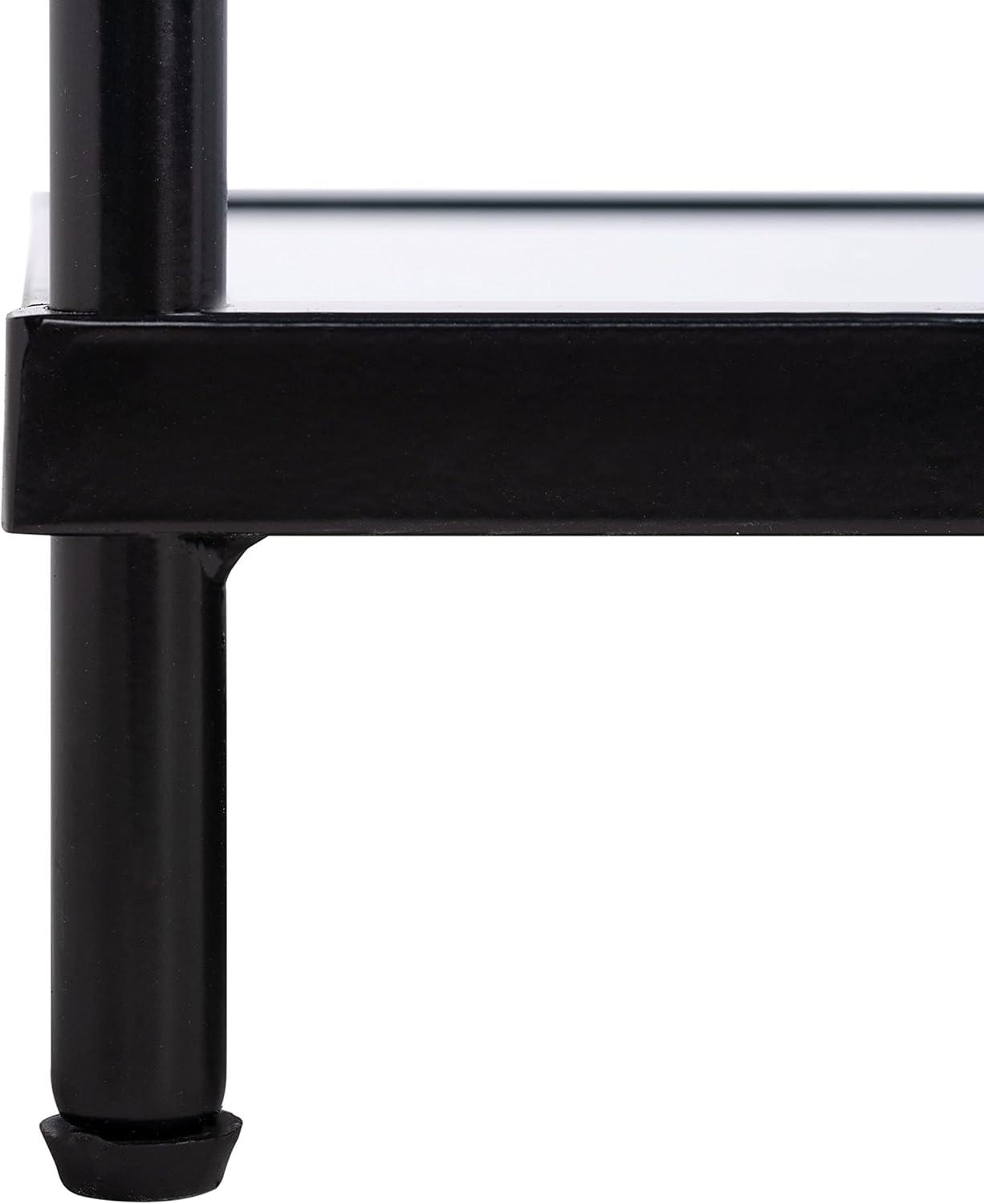 image:imageSAFAVIEH Home Collection Cathal Matte BlackGlassMirror 3Tier Living Room Coffee Table COF6204ABlack Glass