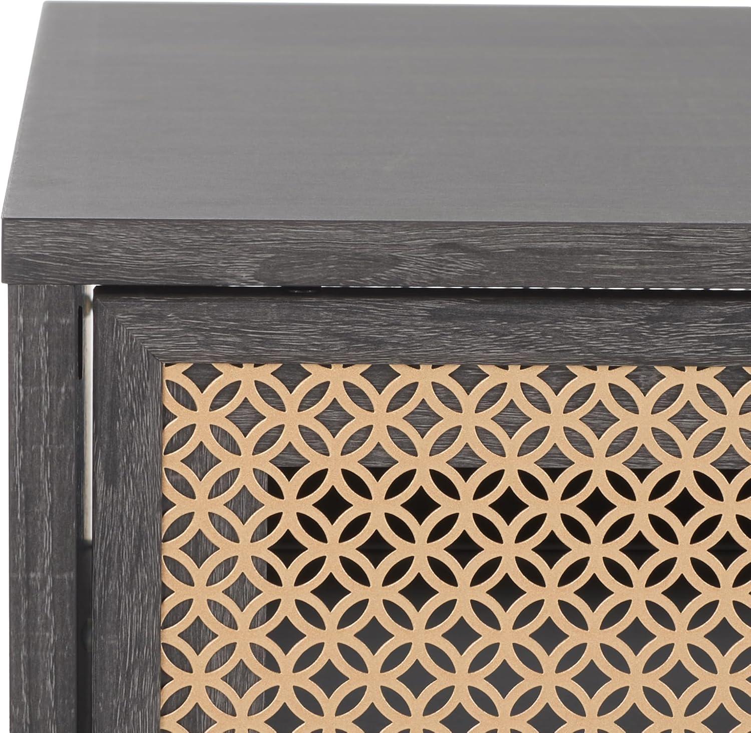 image:imageSAFAVIEH Home Collection Ceu OakGold 2Door Coffee TableDistressed BlackGold