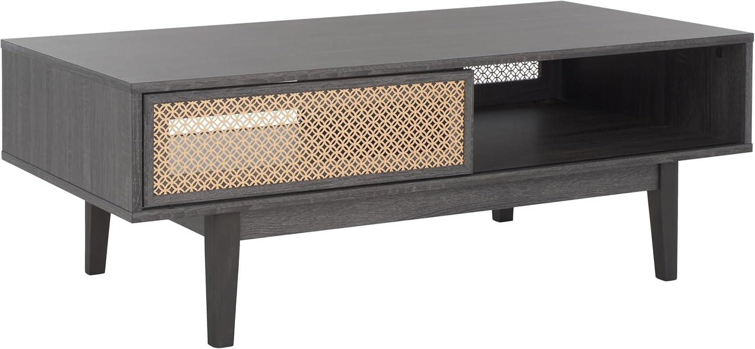 image:imageSAFAVIEH Home Collection Ceu OakGold 2Door Coffee TableDistressed BlackGold