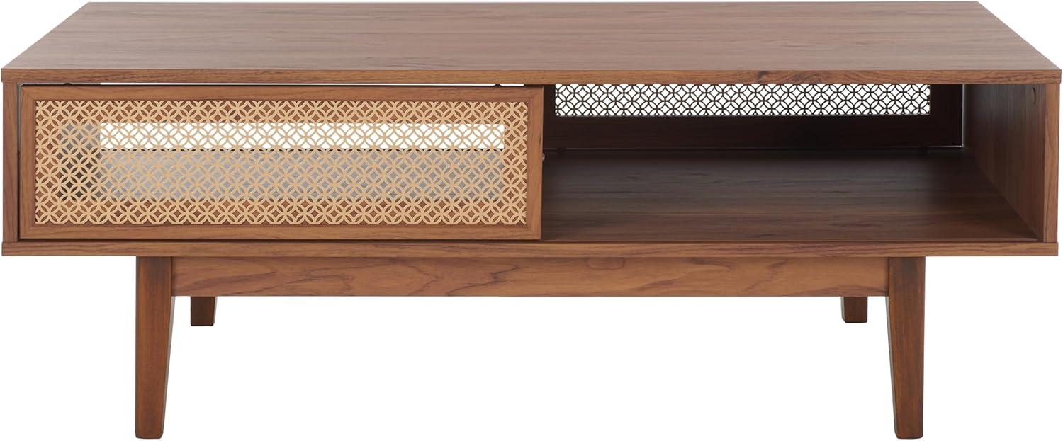 image:imageSAFAVIEH Home Collection Ceu OakGold 2Door Coffee TableWalnutGold