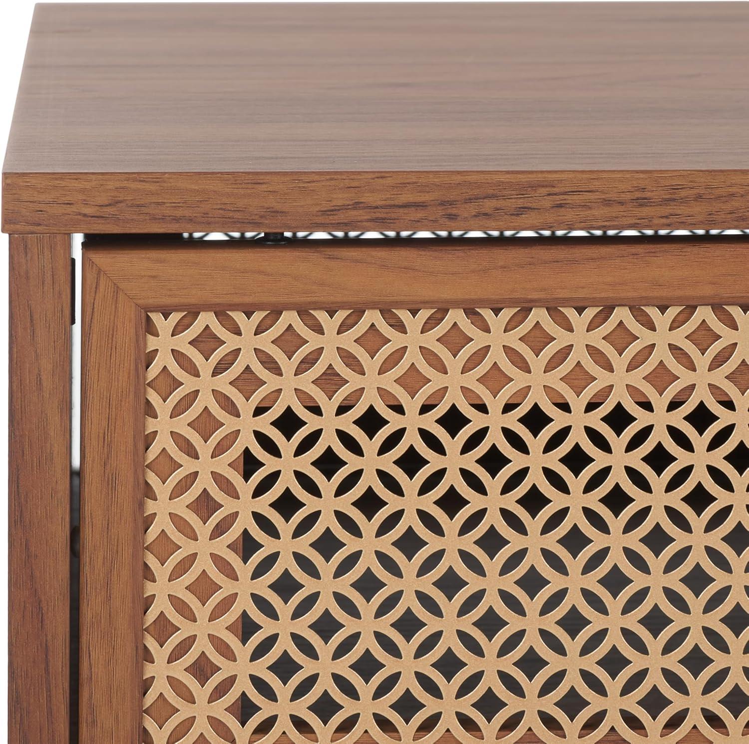 image:imageSAFAVIEH Home Collection Ceu OakGold 2Door Coffee TableWalnutGold