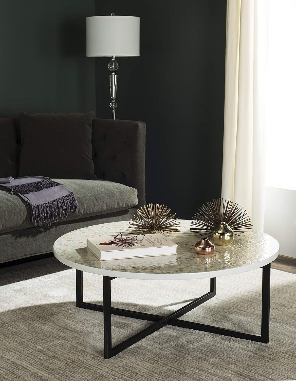 image:imageSAFAVIEH Home Collection Cheyenne Blue amp White Coffee TableBeige Multi