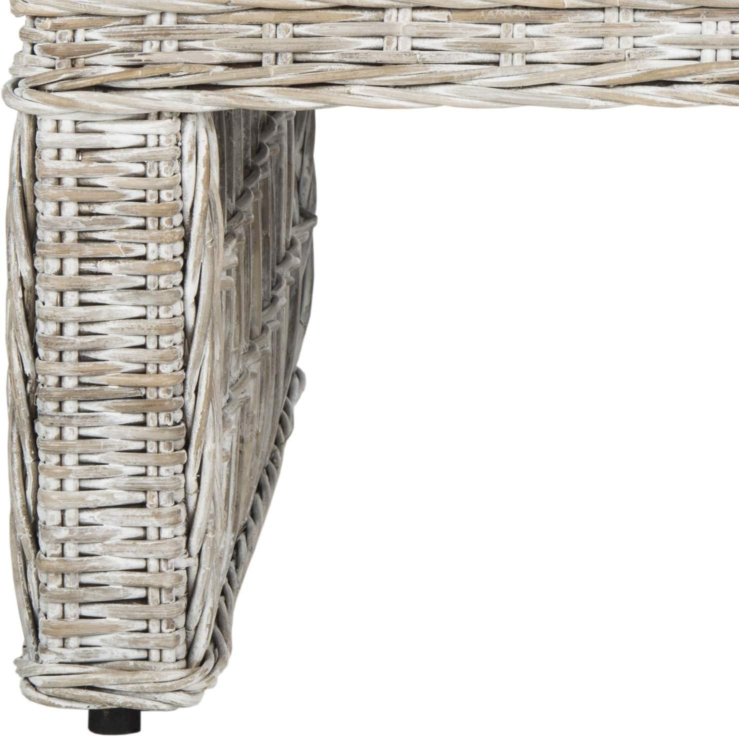 image:imageSAFAVIEH Home Collection Hila White Wash Wicker Coffee Table