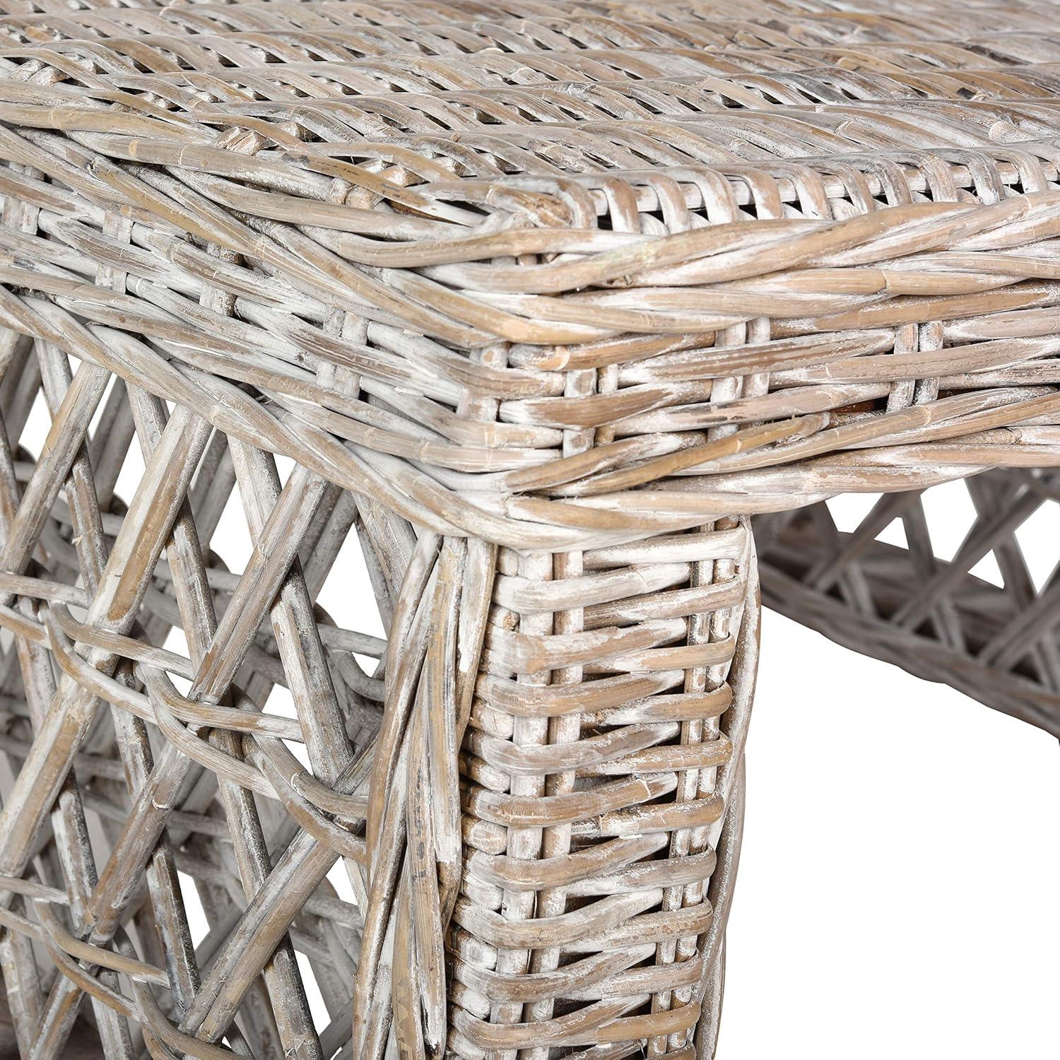 image:imageSAFAVIEH Home Collection Hila White Wash Wicker Coffee Table