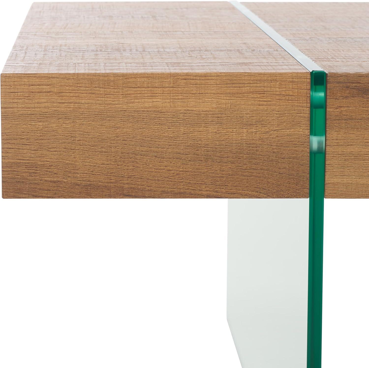 image:imageSAFAVIEH Home Collection Jacob WhiteClear Glass Legs Rectangle Coffee TableBrownClear