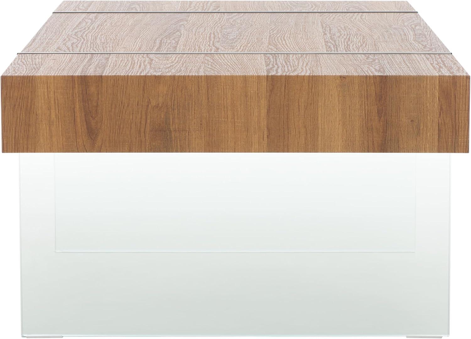 image:imageSAFAVIEH Home Collection Jacob WhiteClear Glass Legs Rectangle Coffee TableBrownClear