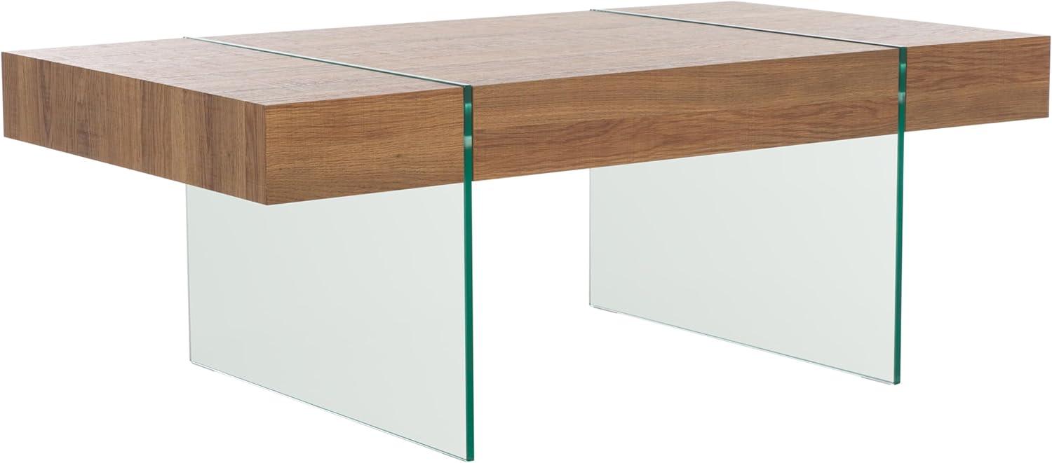 image:imageSAFAVIEH Home Collection Jacob WhiteClear Glass Legs Rectangle Coffee TableBrownClear