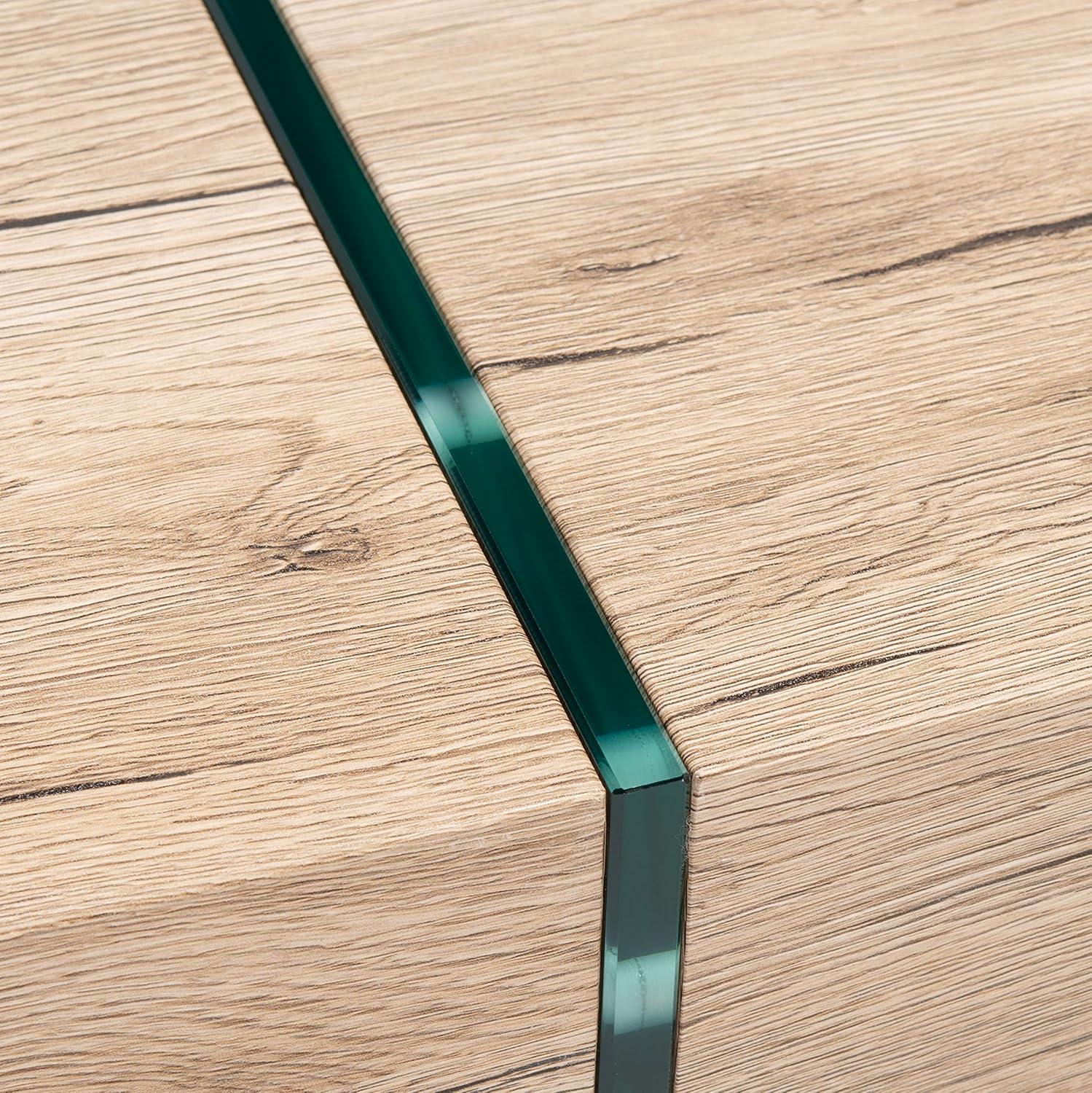 image:imageSAFAVIEH Home Collection Jacob WhiteClear Glass Legs Rectangle Coffee TableNaturalGlass