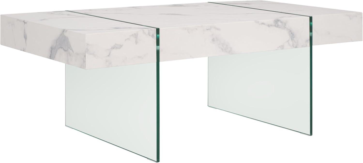image:imageSAFAVIEH Home Collection Jacob WhiteClear Glass Legs Rectangle Coffee TableWhiteClear