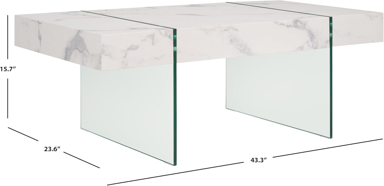 image:imageSAFAVIEH Home Collection Jacob WhiteClear Glass Legs Rectangle Coffee TableWhiteClear