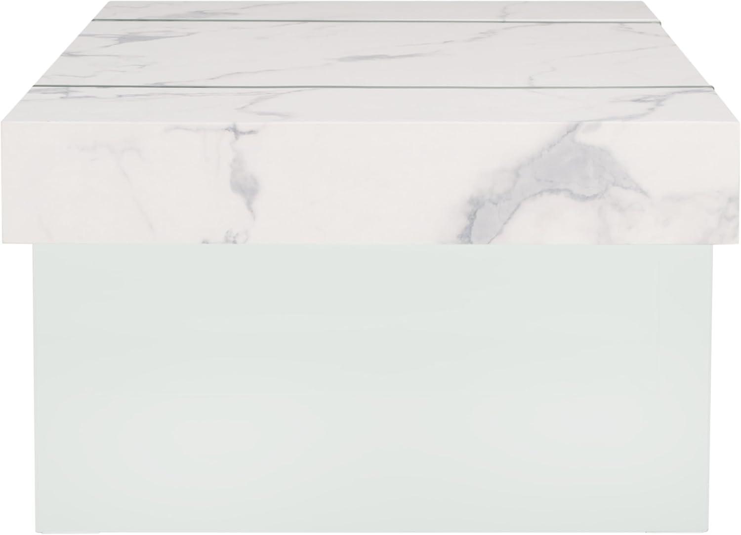 image:imageSAFAVIEH Home Collection Jacob WhiteClear Glass Legs Rectangle Coffee TableWhiteClear