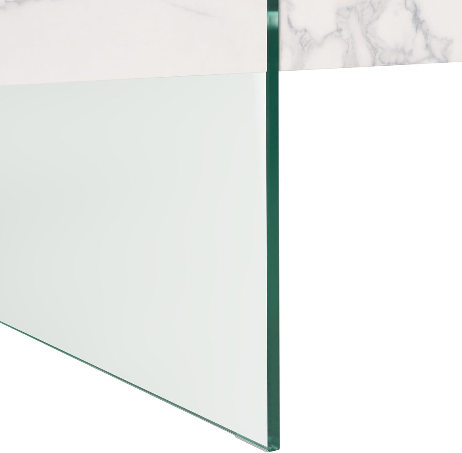image:imageSAFAVIEH Home Collection Jacob WhiteClear Glass Legs Rectangle Coffee TableWhiteClear