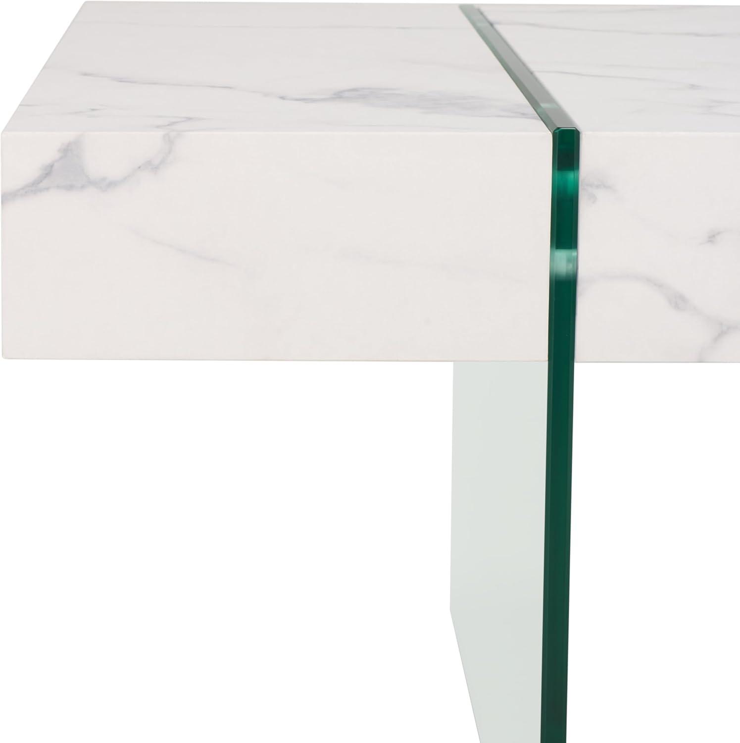 image:imageSAFAVIEH Home Collection Jacob WhiteClear Glass Legs Rectangle Coffee TableWhiteClear