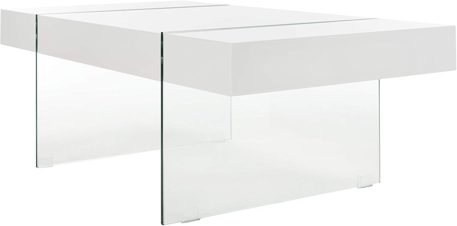 image:imageSAFAVIEH Home Collection Jacob WhiteClear Glass Legs Rectangle Coffee TableWhiteGlass