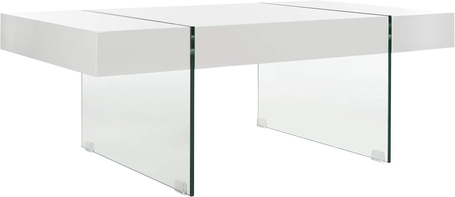 image:imageSAFAVIEH Home Collection Jacob WhiteClear Glass Legs Rectangle Coffee TableWhiteGlass
