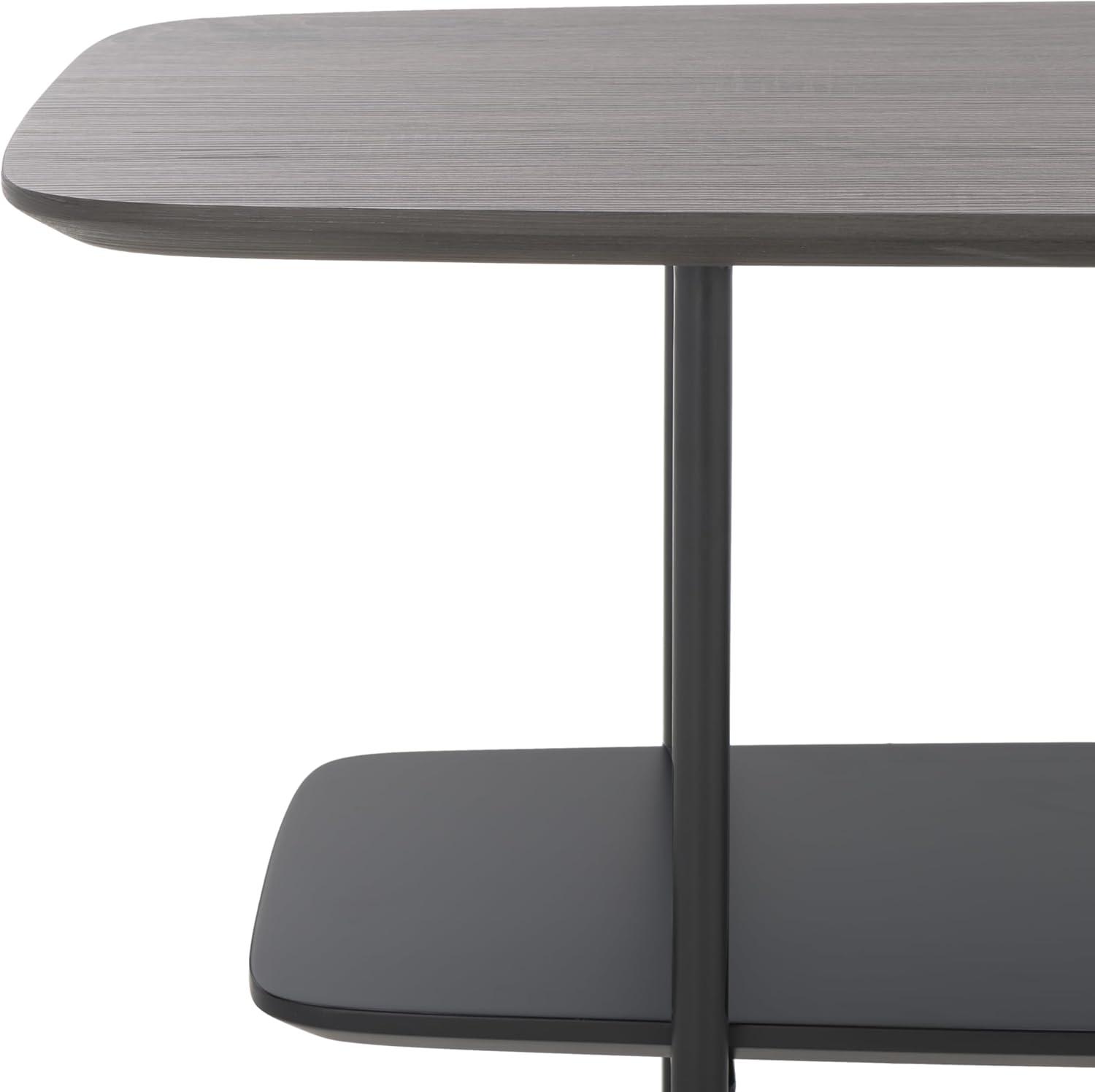 image:imageSAFAVIEH Home Collection Kayleigh White Faux MarbleMatte Black Coffee Table with Lower ShelfDark Grey OakMatte Black