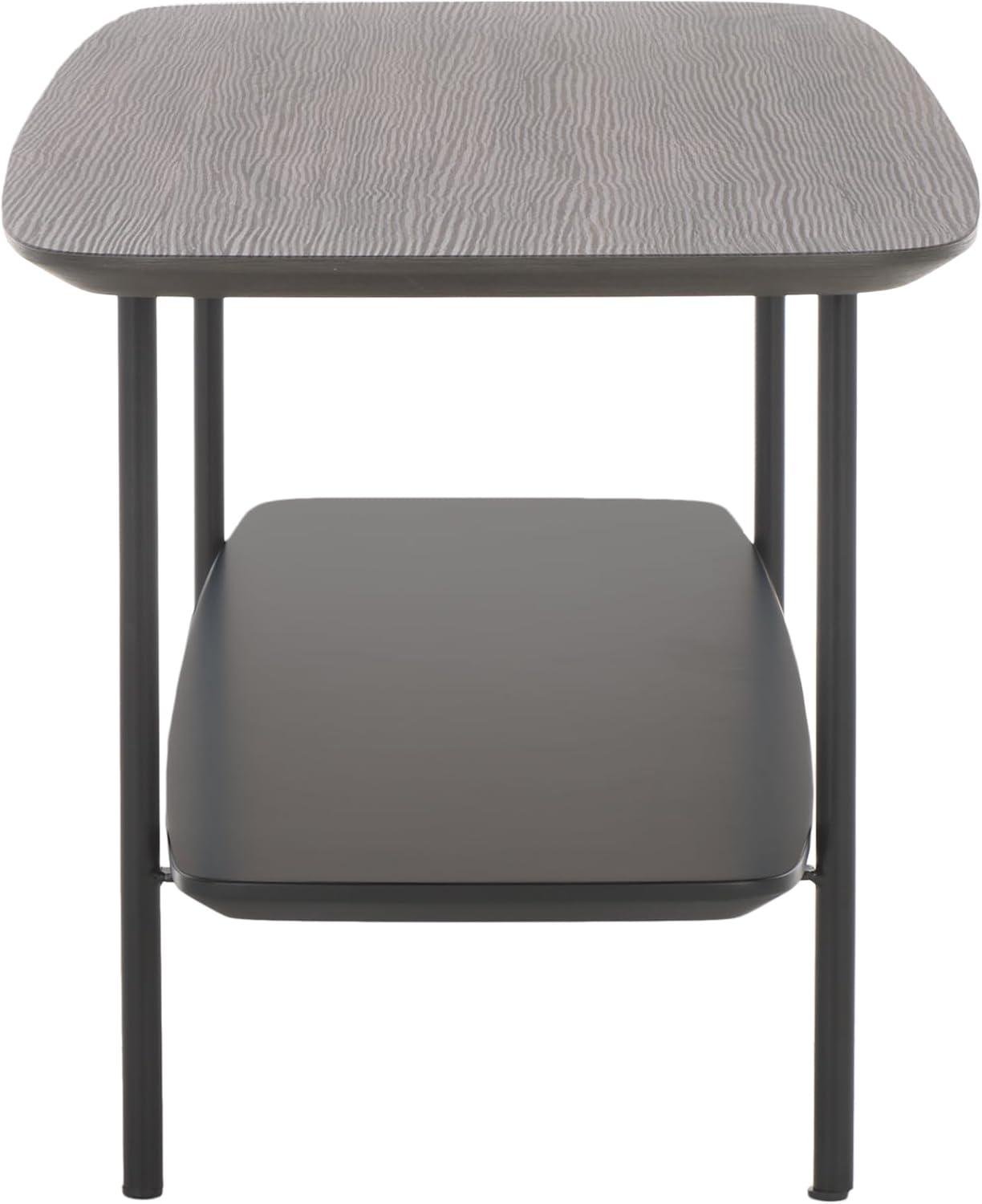 image:imageSAFAVIEH Home Collection Kayleigh White Faux MarbleMatte Black Coffee Table with Lower ShelfDark Grey OakMatte Black