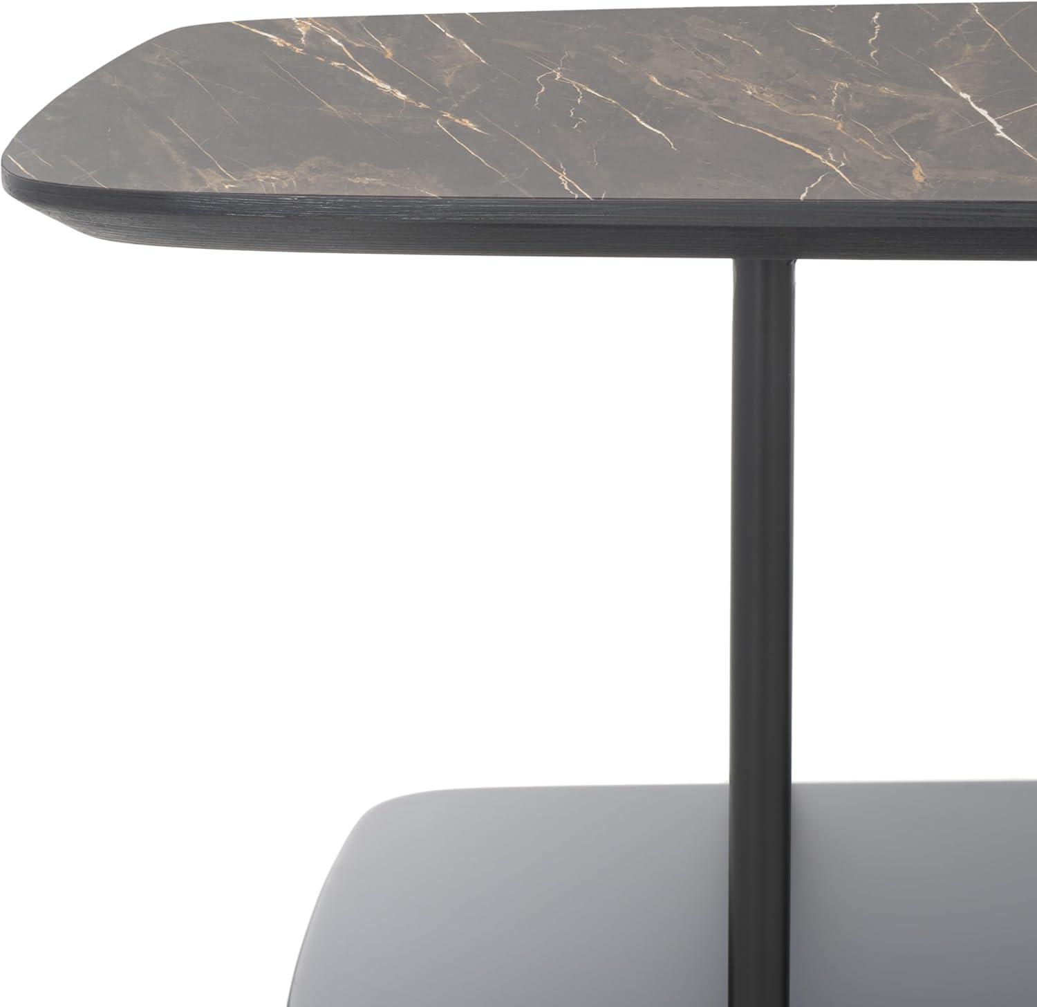 image:imageSAFAVIEH Home Collection Kayleigh White Faux MarbleMatte Black Coffee Table with Lower ShelfDark SandstoneMatte Black