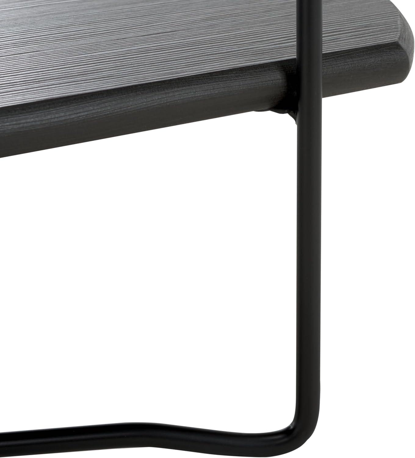 image:imageSAFAVIEH Home Collection Marlee White Faux Paper MarbleBlack Coffee Table with Lower ShelfDark Grey OakBlack