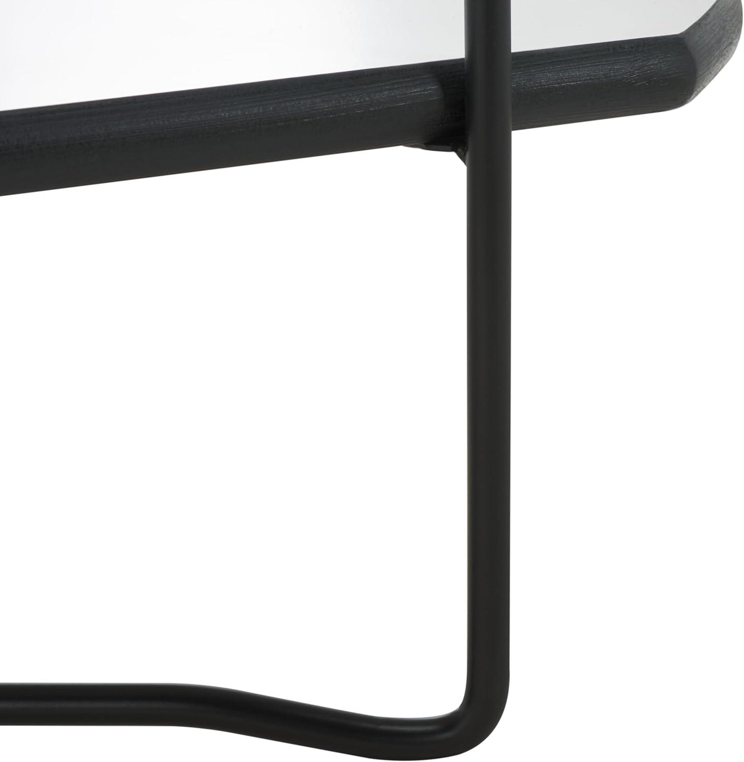 image:imageSAFAVIEH Home Collection Marlee White Faux Paper MarbleBlack Coffee Table with Lower ShelfWhite Faux MarbleBlack