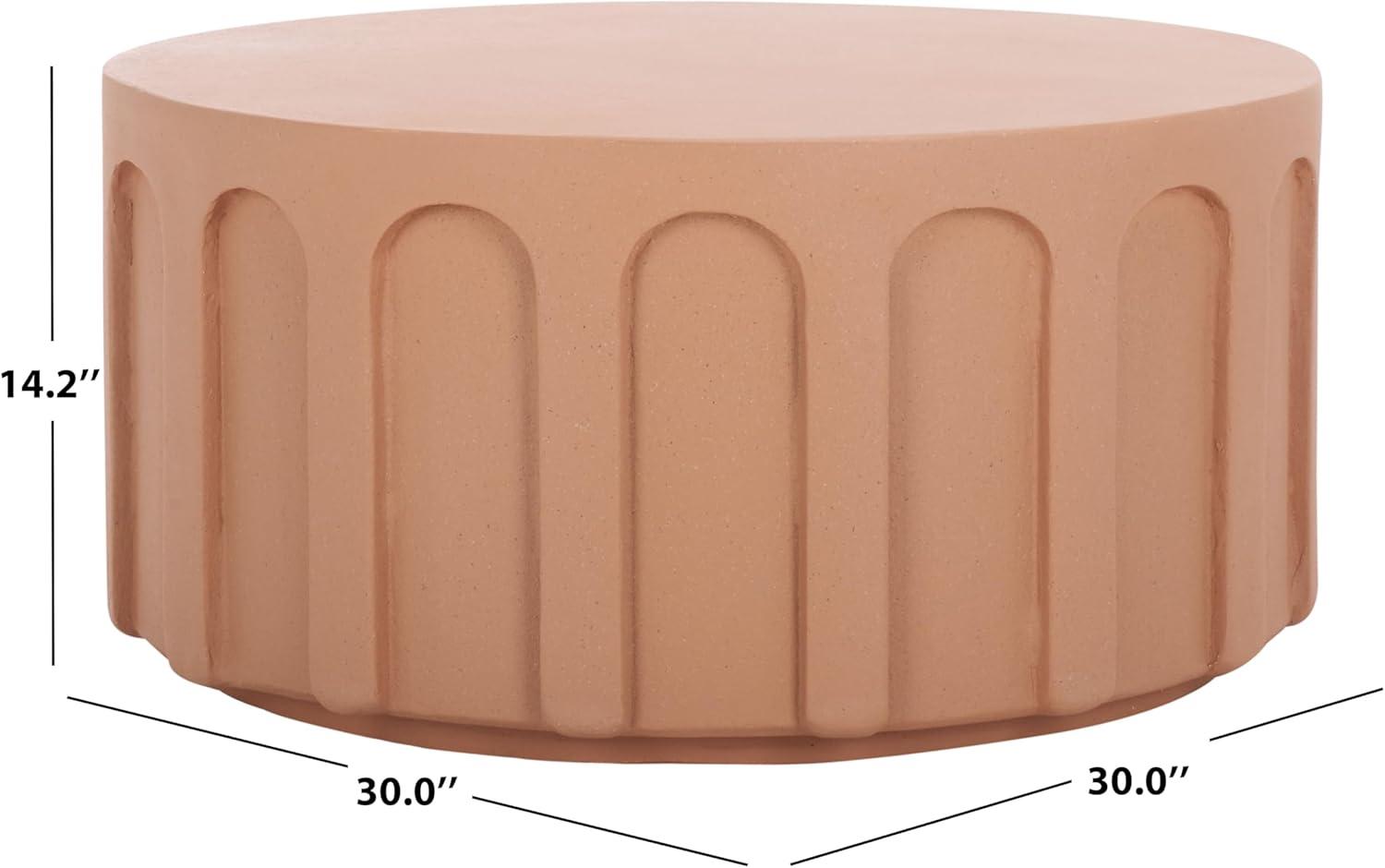 image:imageSAFAVIEH Home Collection Nikolaus Terracotta Round Coffee Table Fully AssembledTerracotta
