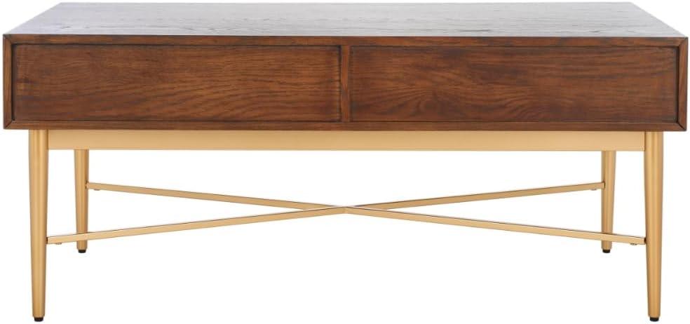 image:imageSAFAVIEH Home Collection Pierre BlackGold 2Drawer Rectangle Coffee Table Ideal for Living Room Office amp BedroomWalnutGold
