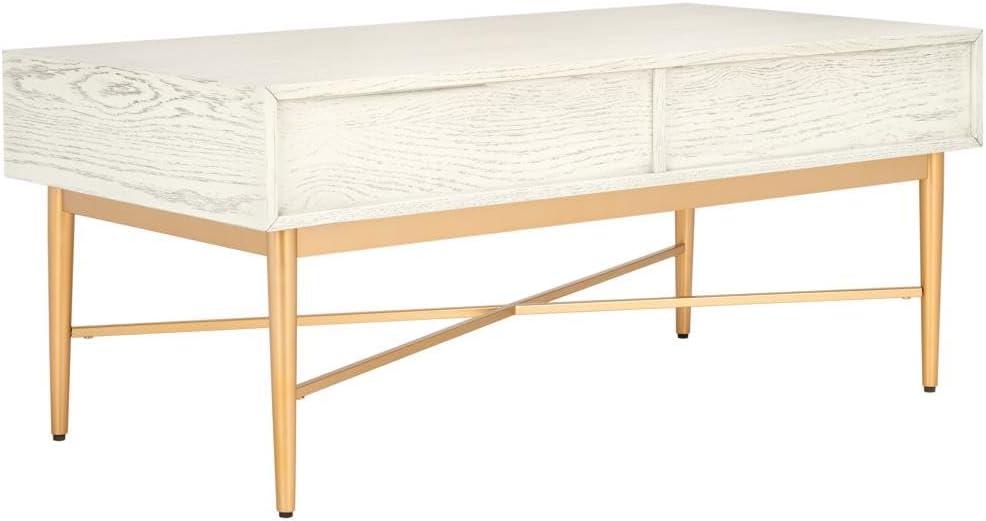 image:imageSAFAVIEH Home Collection Pierre BlackGold 2Drawer Rectangle Coffee Table Ideal for Living Room Office amp BedroomWhite WashedGold