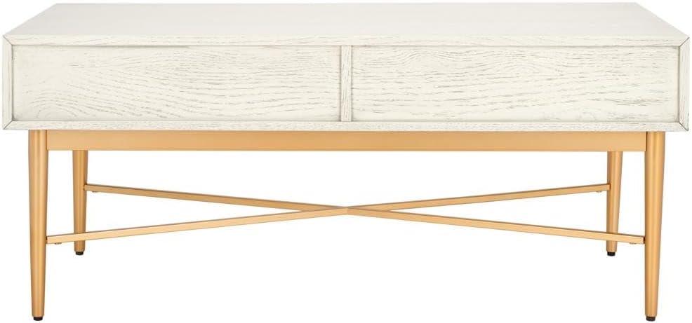 image:imageSAFAVIEH Home Collection Pierre BlackGold 2Drawer Rectangle Coffee Table Ideal for Living Room Office amp BedroomWhite WashedGold