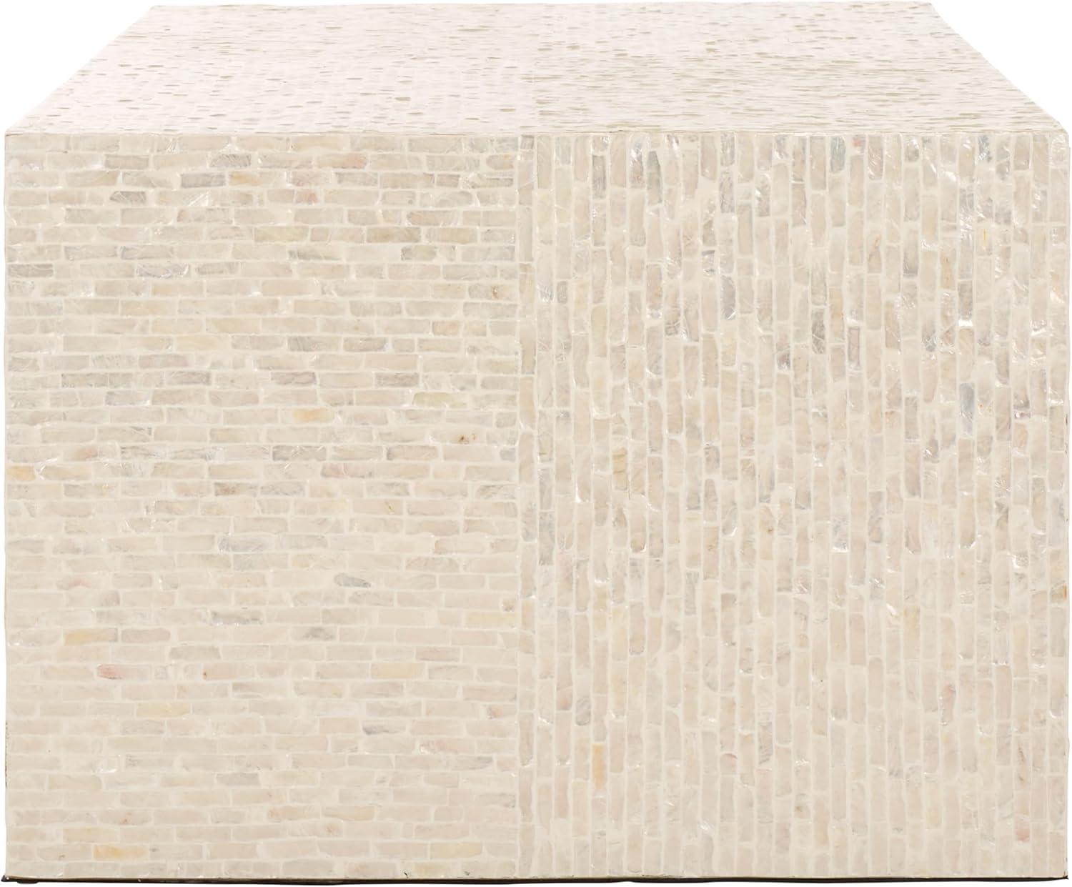 image:imageSAFAVIEH Home Collection Scarlett Natural Capiz Shell Rectangle Coffee Table Fully AssembledNatural