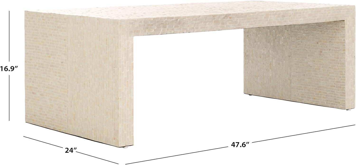 image:imageSAFAVIEH Home Collection Scarlett Natural Capiz Shell Rectangle Coffee Table Fully AssembledNatural