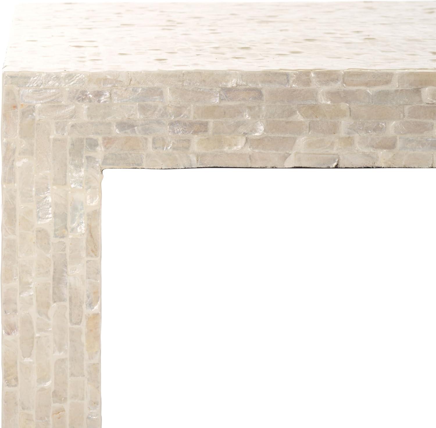 image:imageSAFAVIEH Home Collection Scarlett Natural Capiz Shell Rectangle Coffee Table Fully AssembledNatural