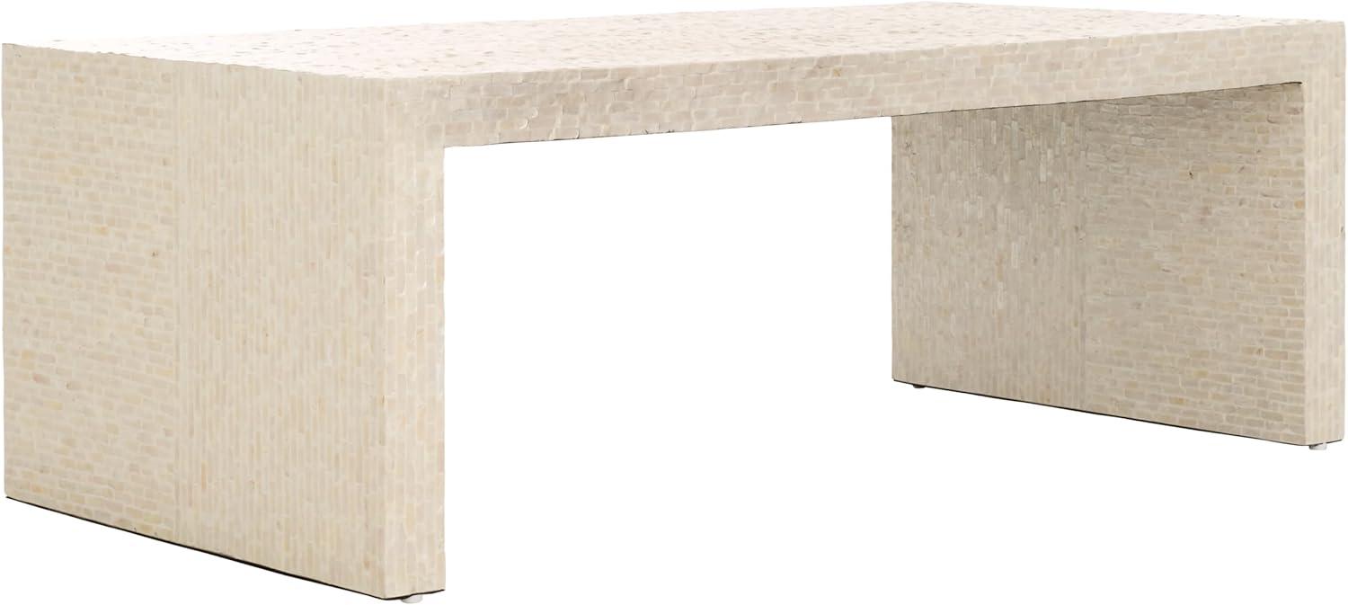 image:imageSAFAVIEH Home Collection Scarlett Natural Capiz Shell Rectangle Coffee Table Fully AssembledNatural