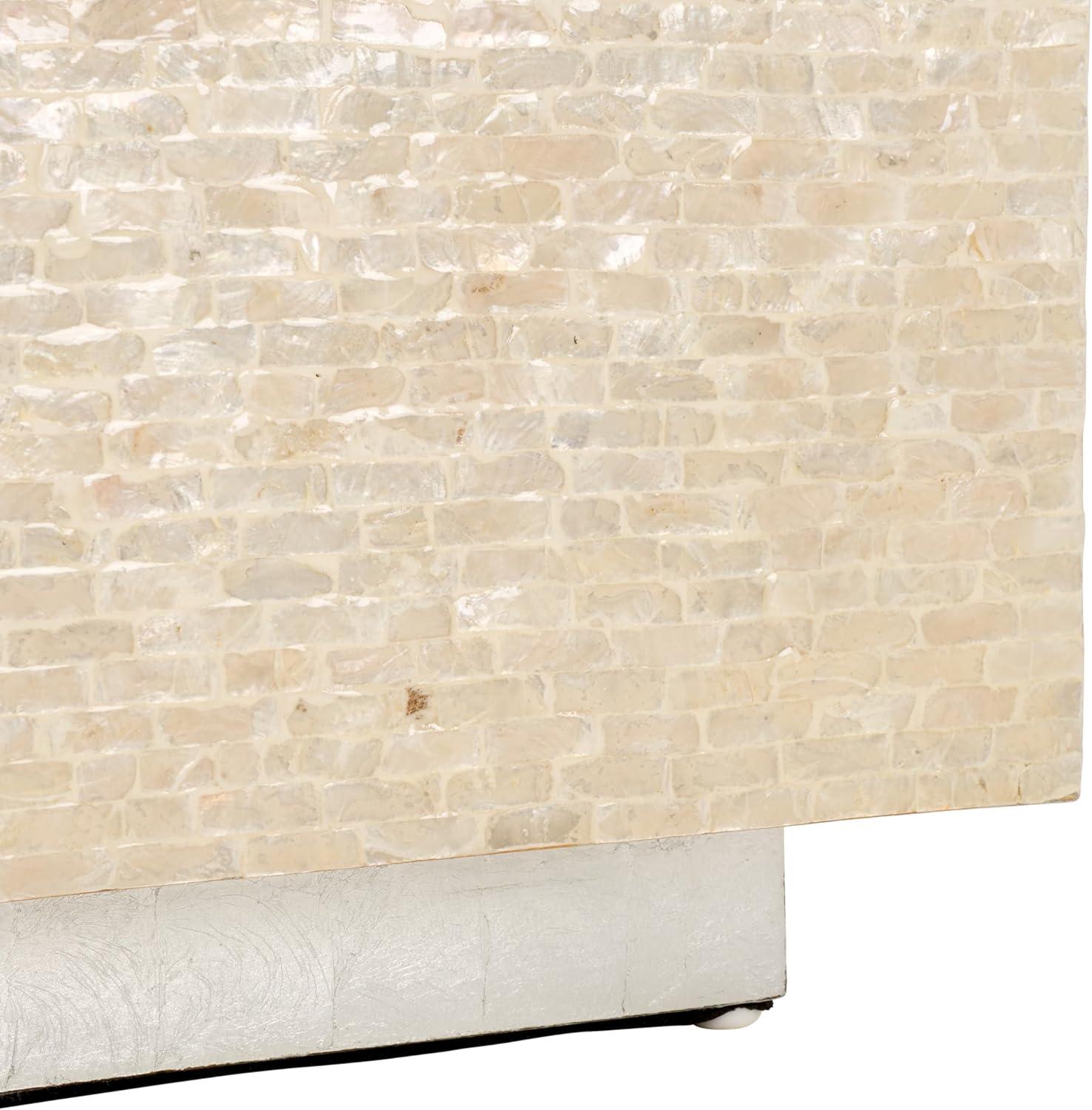 image:imageSAFAVIEH Home Collection Scarlett NaturalSilver Capiz Shell Rectangle Prism Coffee Table Fully AssembledNaturalSilver