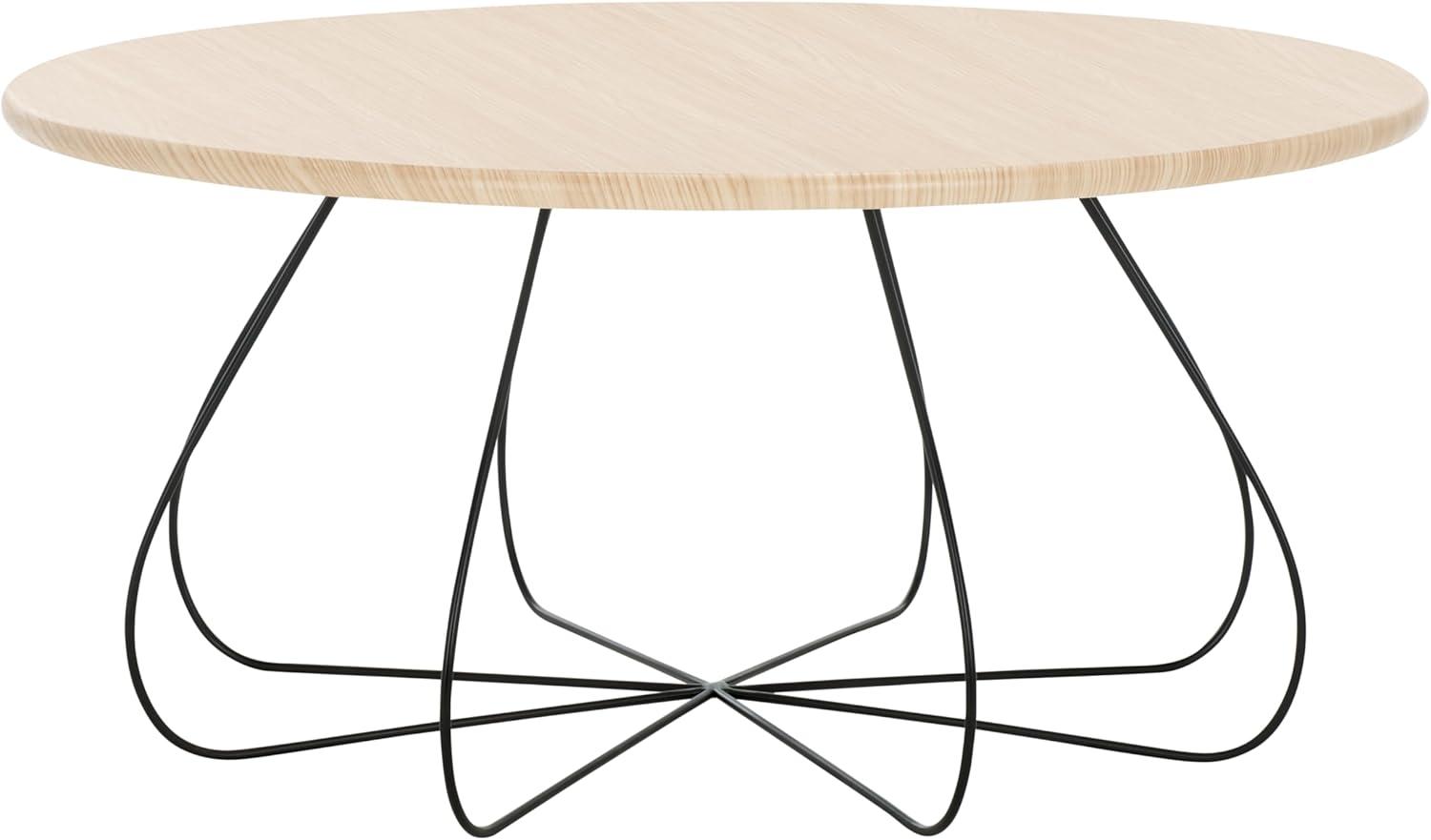 image:imageSAFAVIEH Home Collection Tonino MidCentury Natural Oak amp Black Round Top Coffee TableNatural OakBlack