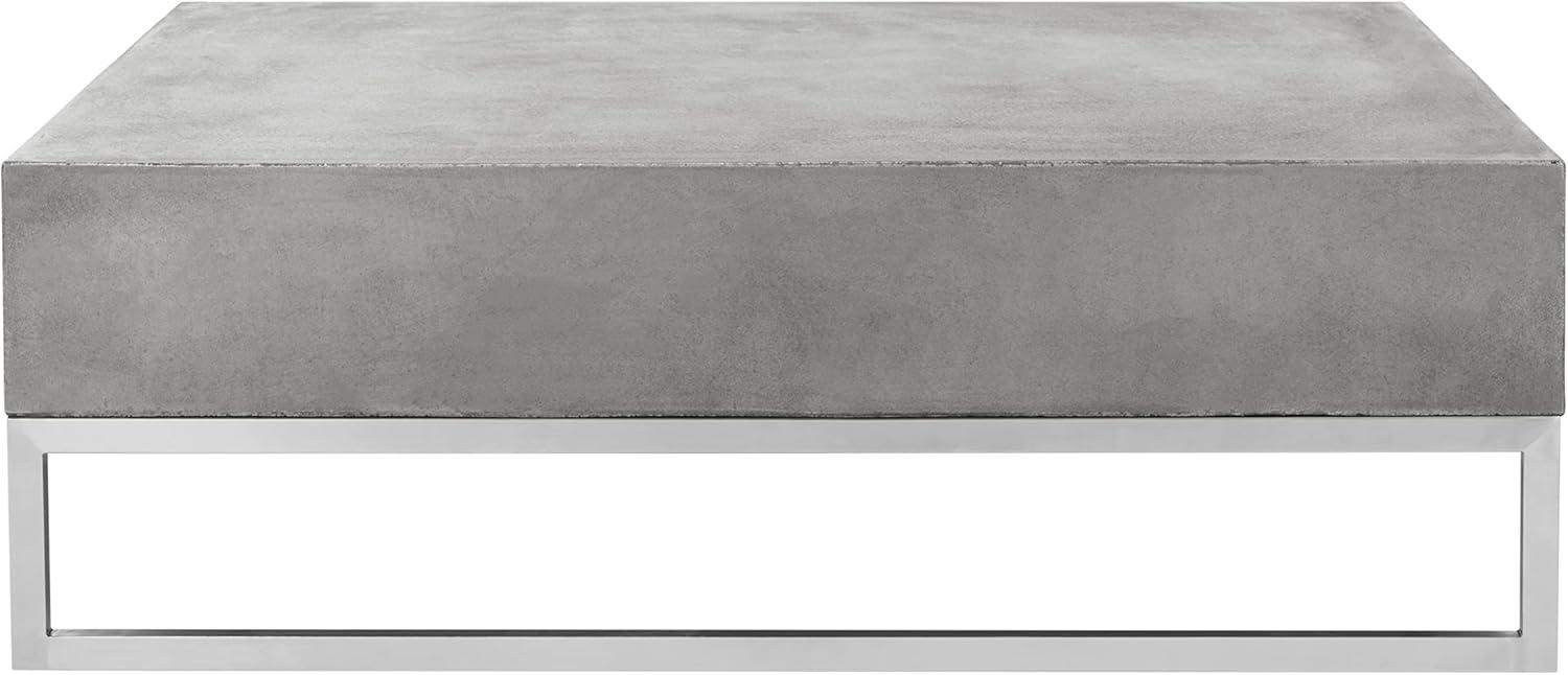 image:imageSAFAVIEH Outdoor Collection Eartha Modern Dark Grey Concrete Coffee Table Fully Assembled
