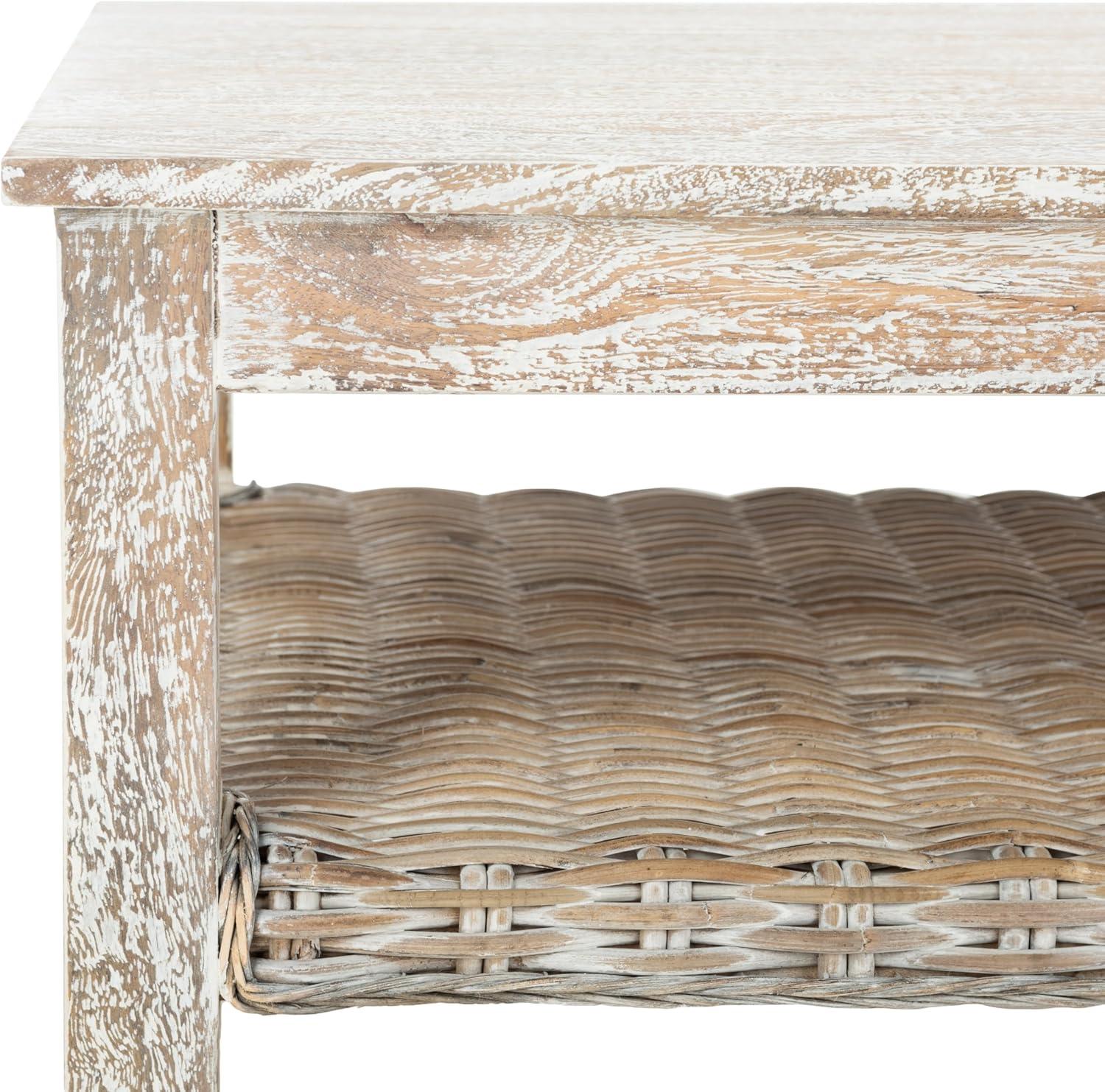 image:imageSafavieh FOX6535A Home Collection Minerva Rattan Coffee Table White Wash
