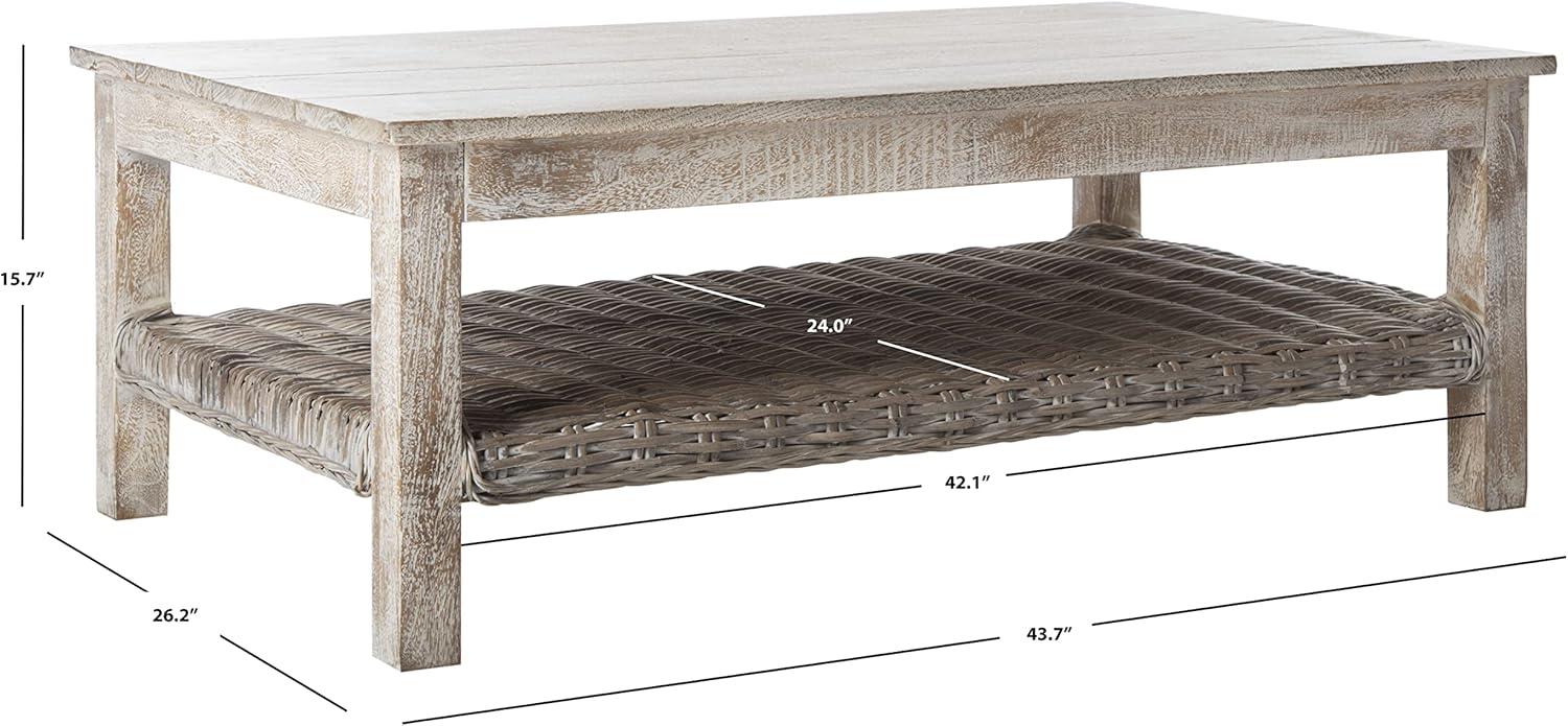 image:imageSafavieh FOX6535A Home Collection Minerva Rattan Coffee Table White Wash