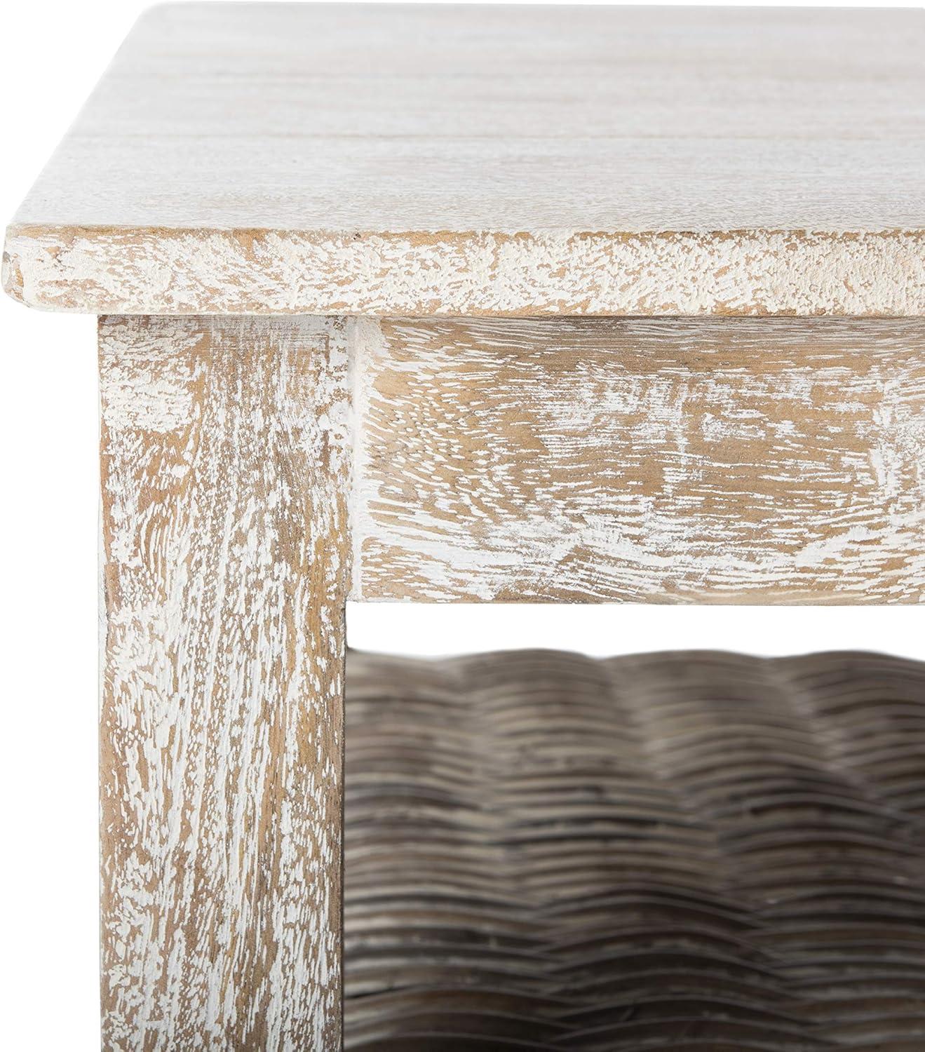 image:imageSafavieh FOX6535A Home Collection Minerva Rattan Coffee Table White Wash