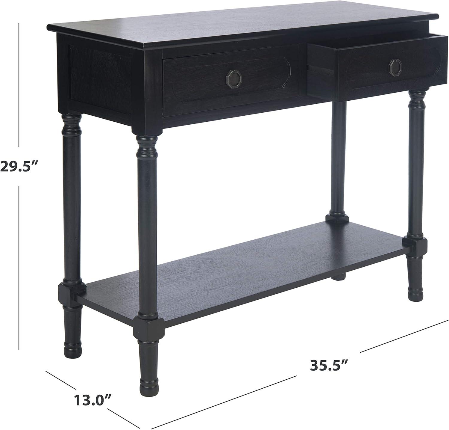 image:imageSafavieh Home Collection Allura Brown 2Drawer Bottom Shelf Console TableBlack